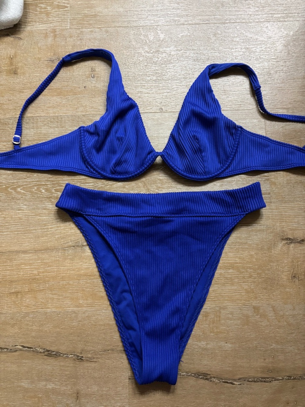 Hollister Royal Blue Ribbed Underwire Bikini Set